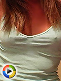 Pretty blond with small tits changing in front of her webcam