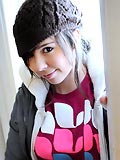 Stunning girl shows for us her tits