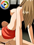 Brown haired hentai bitch in stockings gets facialized after jumps a monster dick